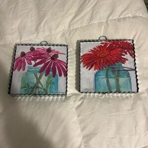 Floral Wall Art with Red and Pink Flowers